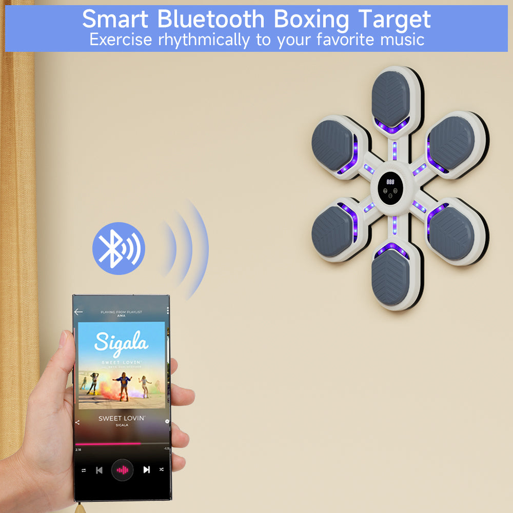 Music Boxing Machine Gym Office 9 Modes & 9 Speeds Boxing Workout Equipment Target for Home Boxing Wall Mount Machine for Adults Teens Smart Bluetooth Punching Trainer with Gloves (Copy)