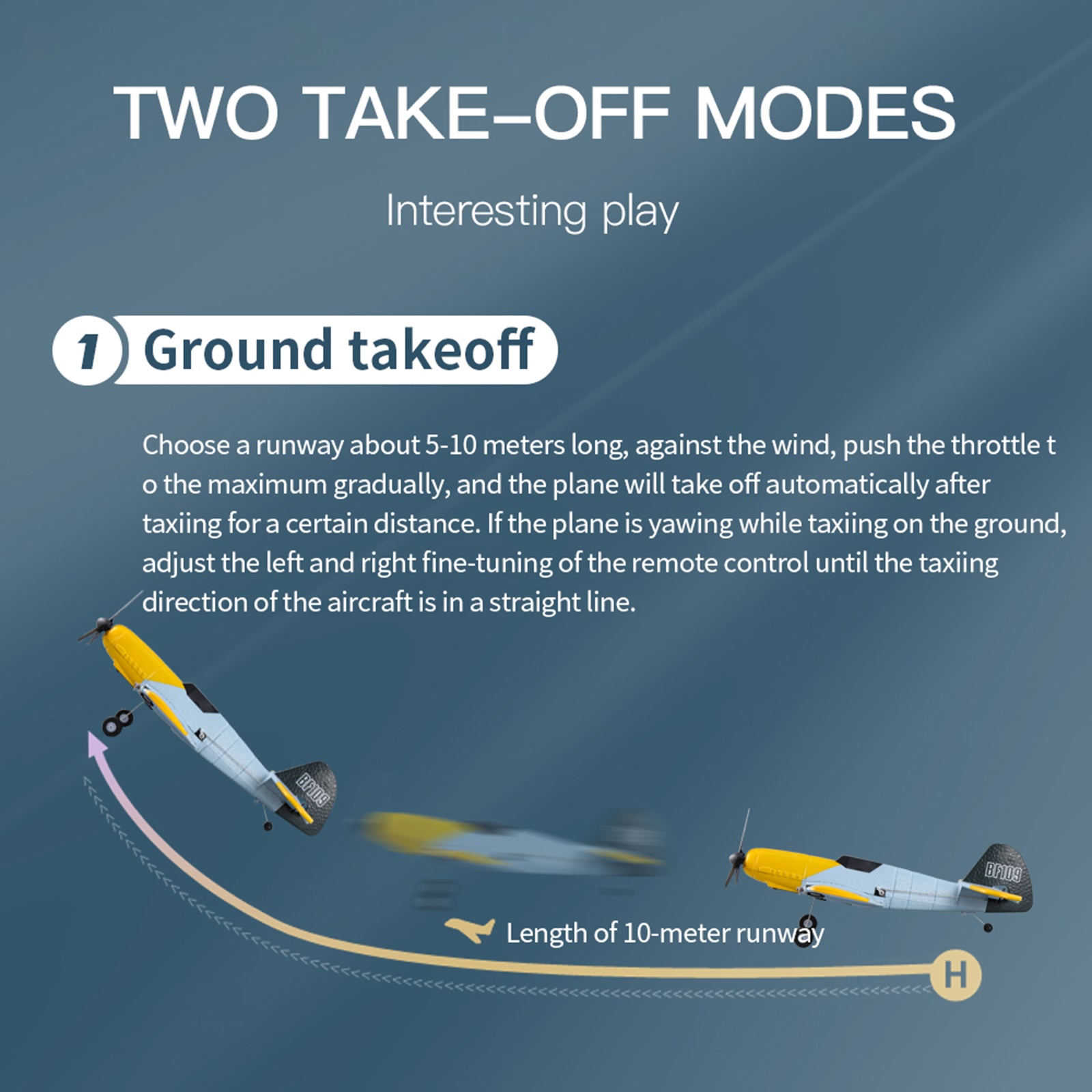 RC Airplane BF-109 Warbird – 3 Channel Remote Control Plane with 2.4GHz, 6-Axis Gyro & 2 Batteries