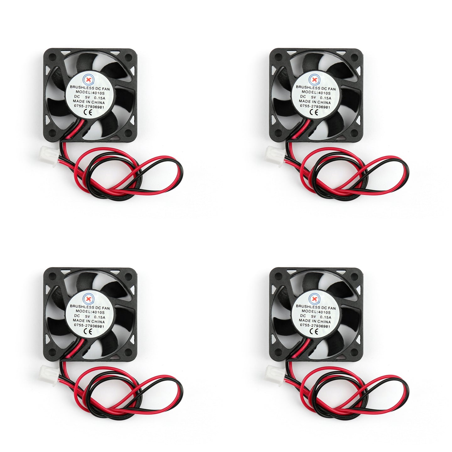 4Pcs DC Brushless Cooling Fan 5V 0.15A 4010s 40x40x10mm 2 Pin CUP Computer Fan