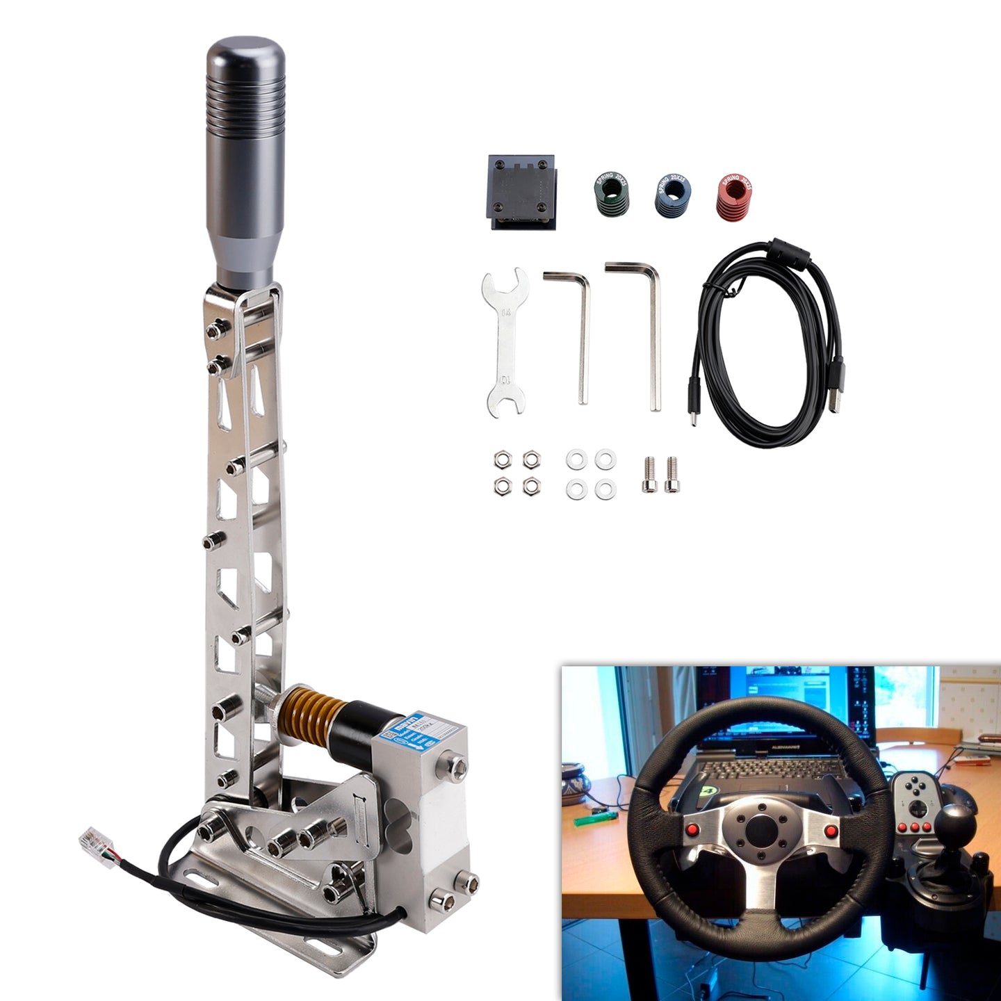 USB Handbrake Sim For PC Racing Games Logitech G29/G27/G25 T300 T500 RS PC 64bit 200KG Load Cell SIM Racing For Rally Adjustable