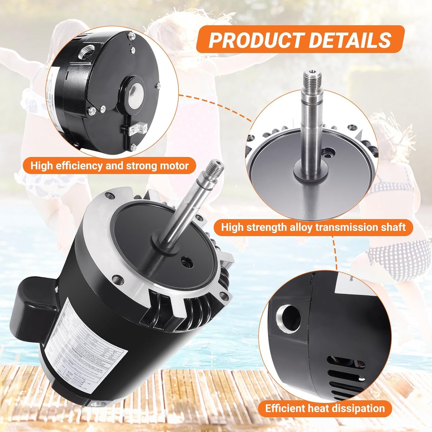 B625 Swimming Pool Pump Motor Compatible with A.O. Smith Century B625