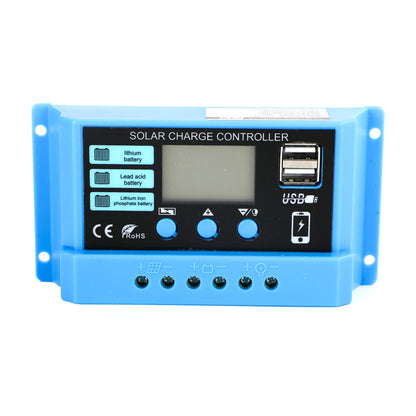 10A PWM Solar Charge Controller 12V/24V PV Regulator for LiFePO4, Lead Acid & Gel Batteries