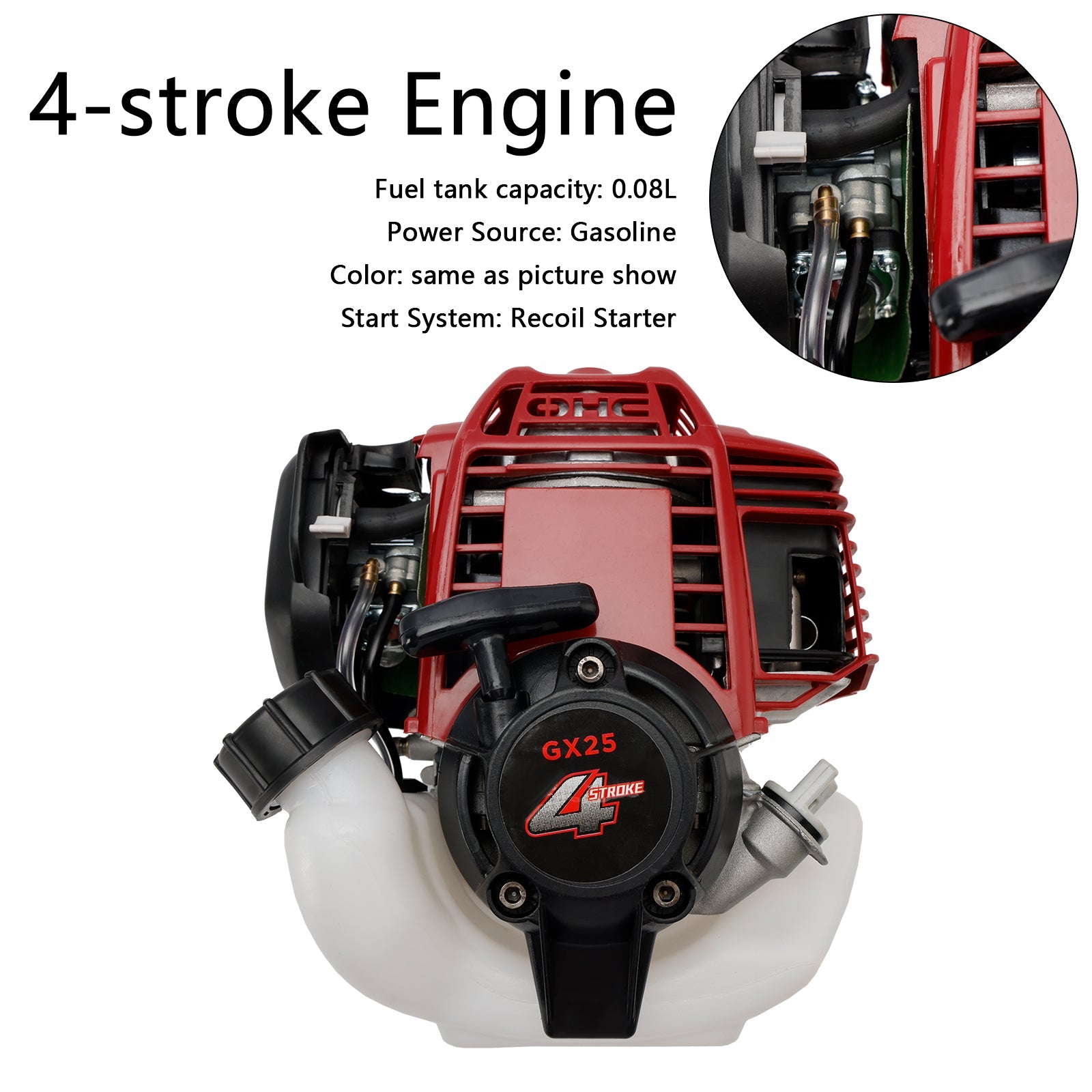 25cc 4-Stroke Gas Engine Replacement for Honda GX25, Fits Weed Eater, Brush Cutter & Trimmers
