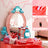 Toddler Makeup Table with Mirror and Chair Kids Vanity Set with Blowdryer for 3+