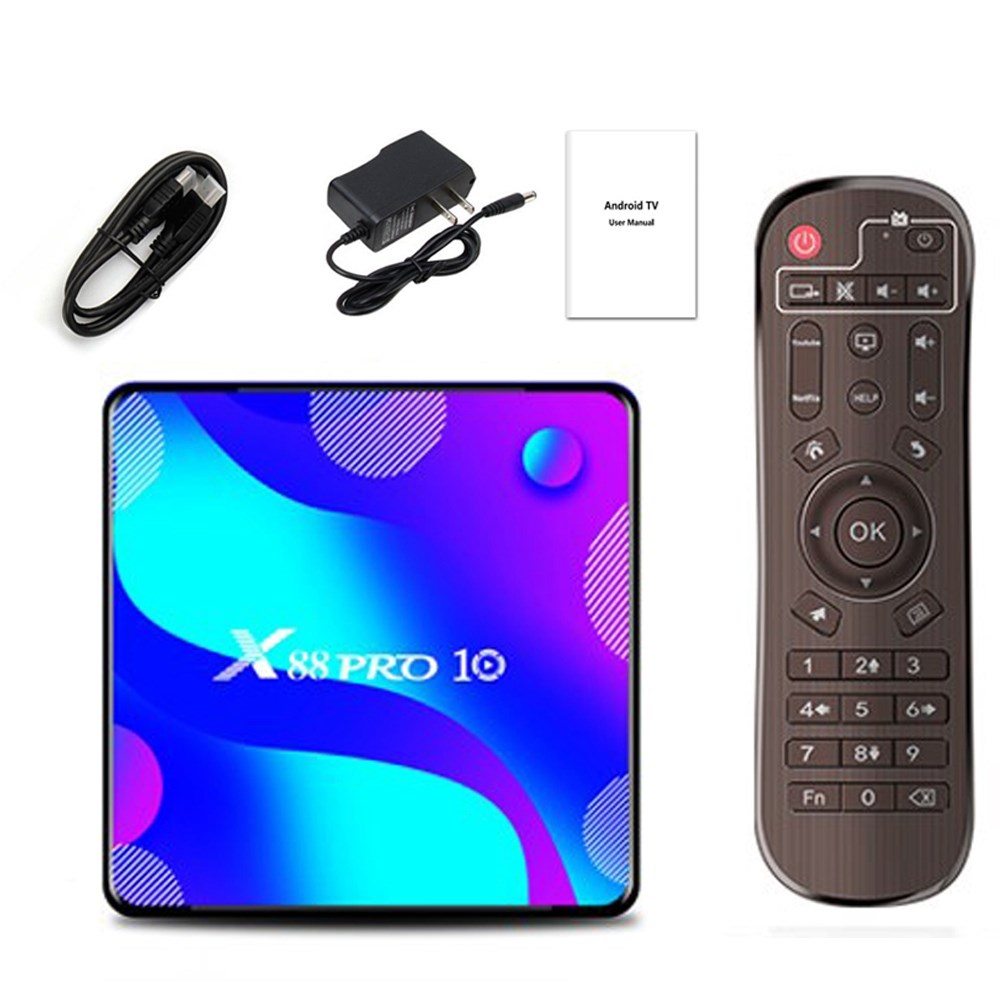 X88 Pro 10 Android 11 TV Box, 2GB RAM 16GB ROM, RK3318 Quad-Core, 4K, Dual-Band WiFi, Bluetooth, USB 3.0