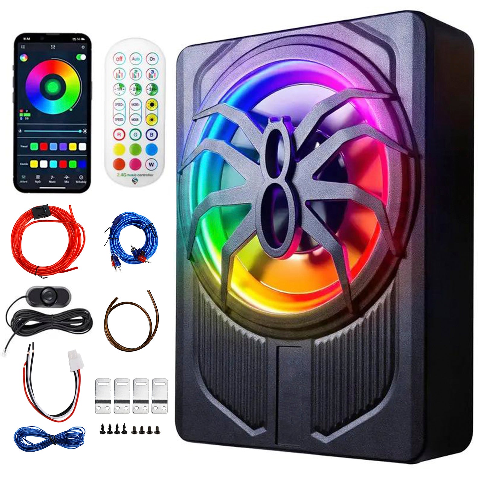 BassGlow™ Slim Under-Seat Powered Car Subwoofer