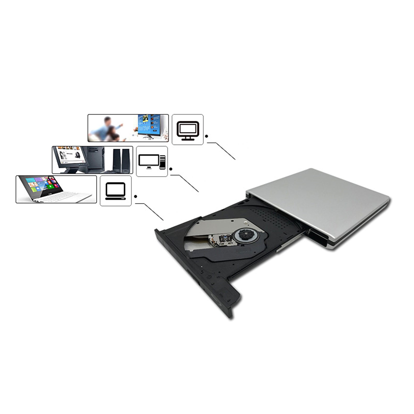 6X Burner External BD-R BD DVD CD RW Disc Writer Laptop Movie Player