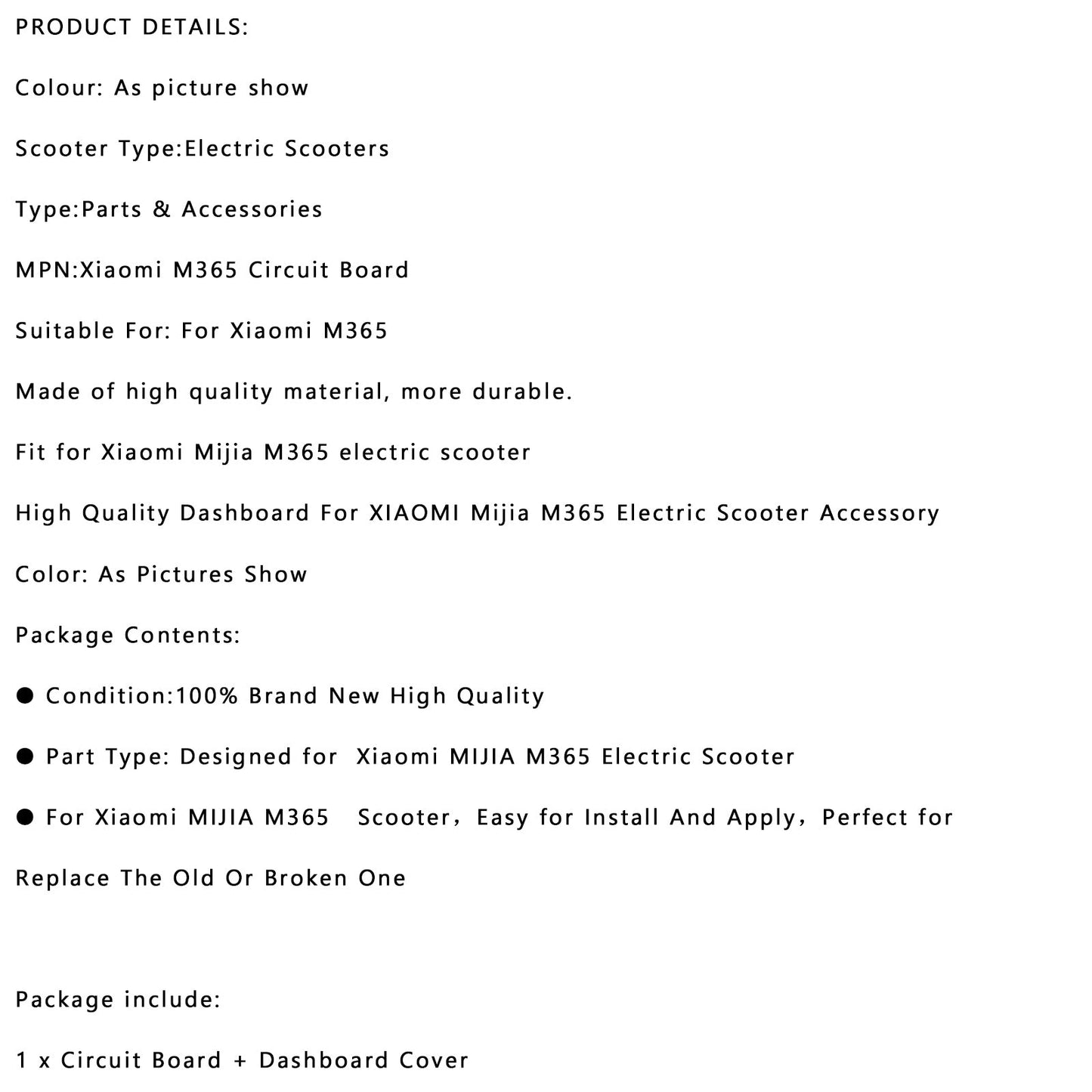 Bluetooth Board & Dashboard Cover Replacement Xiaomi M365