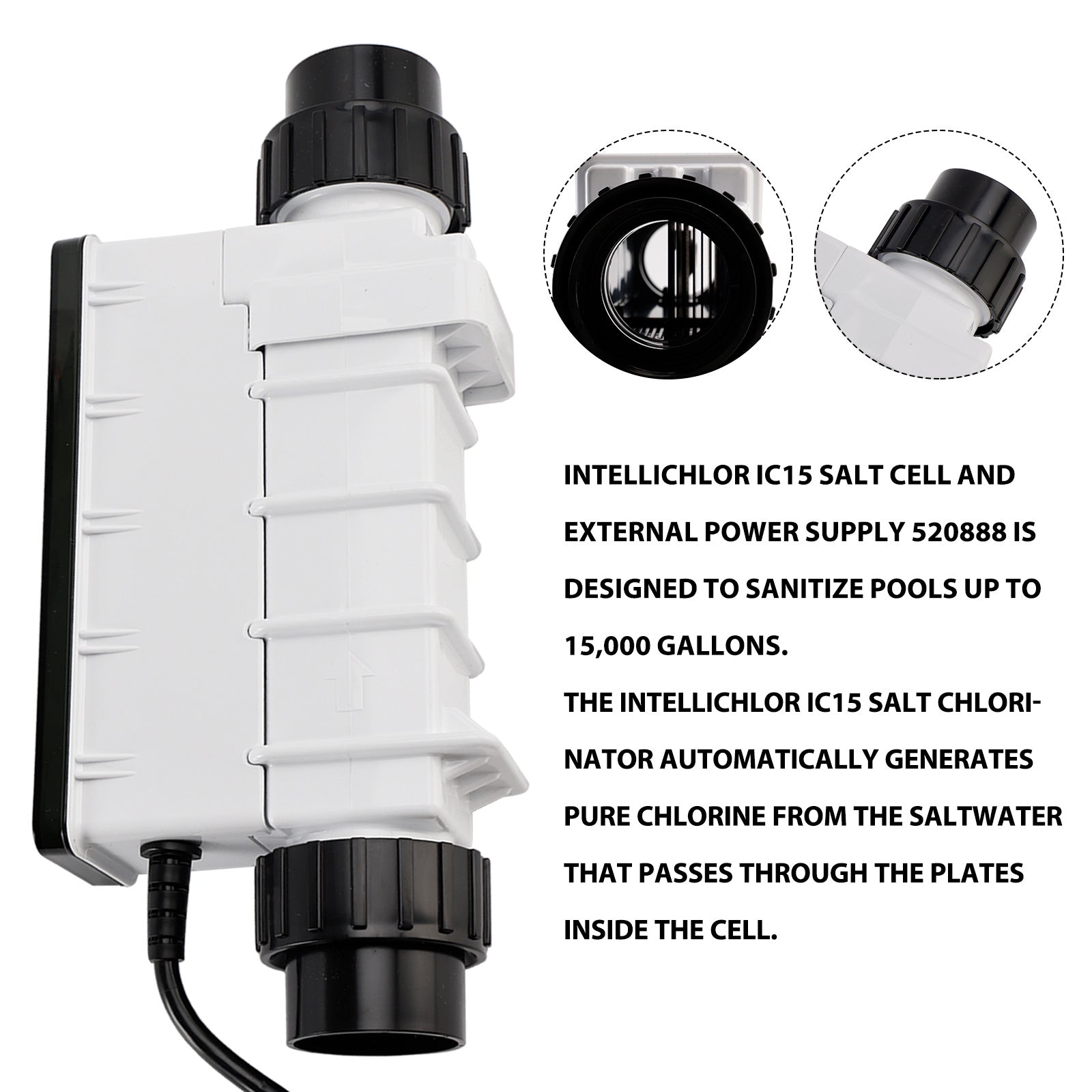 IC15 Salt Cell Chlorine Generator – Replacement System for Saltwater Pools