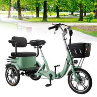 Electric Bike, 400W Folding Trike Ebike 16inch, 3 Wheel Electric Bicycle, Up to 34 Miles, 48V 12AH UL2849 Tricycle for Adults