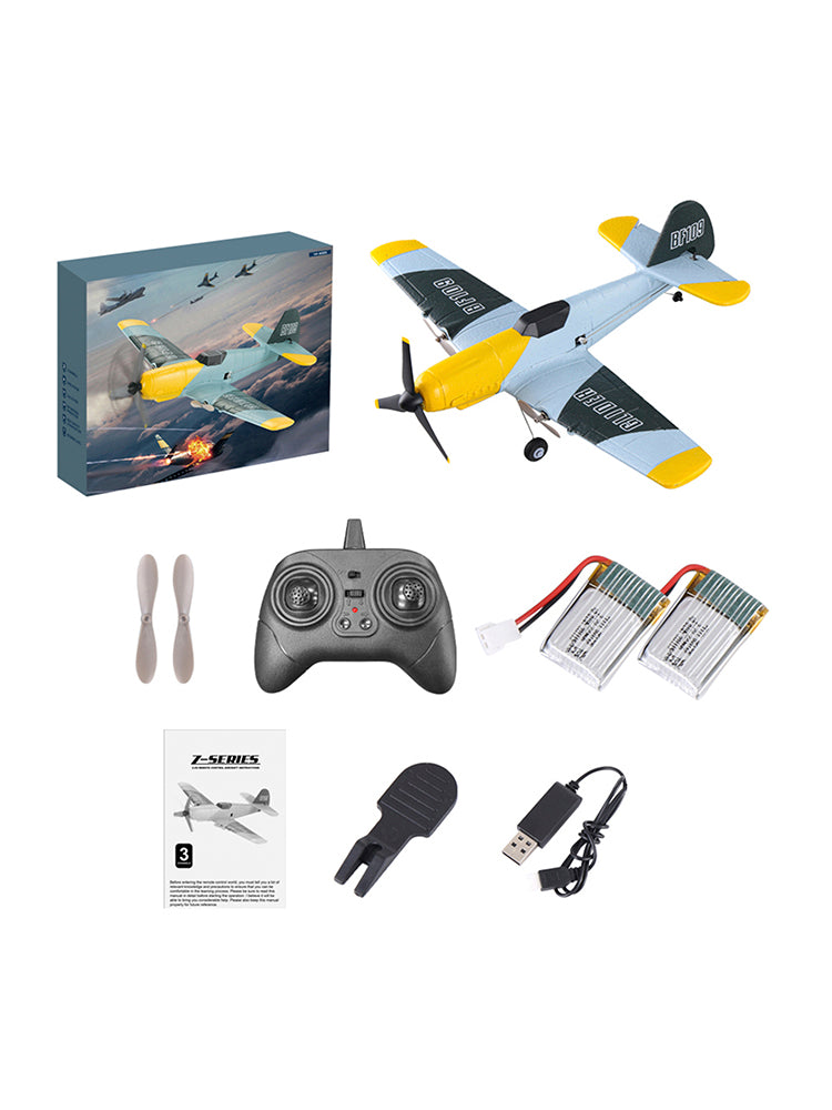 RC Airplane BF-109 Warbird – 3 Channel Remote Control Plane with 2.4GHz, 6-Axis Gyro & 2 Batteries