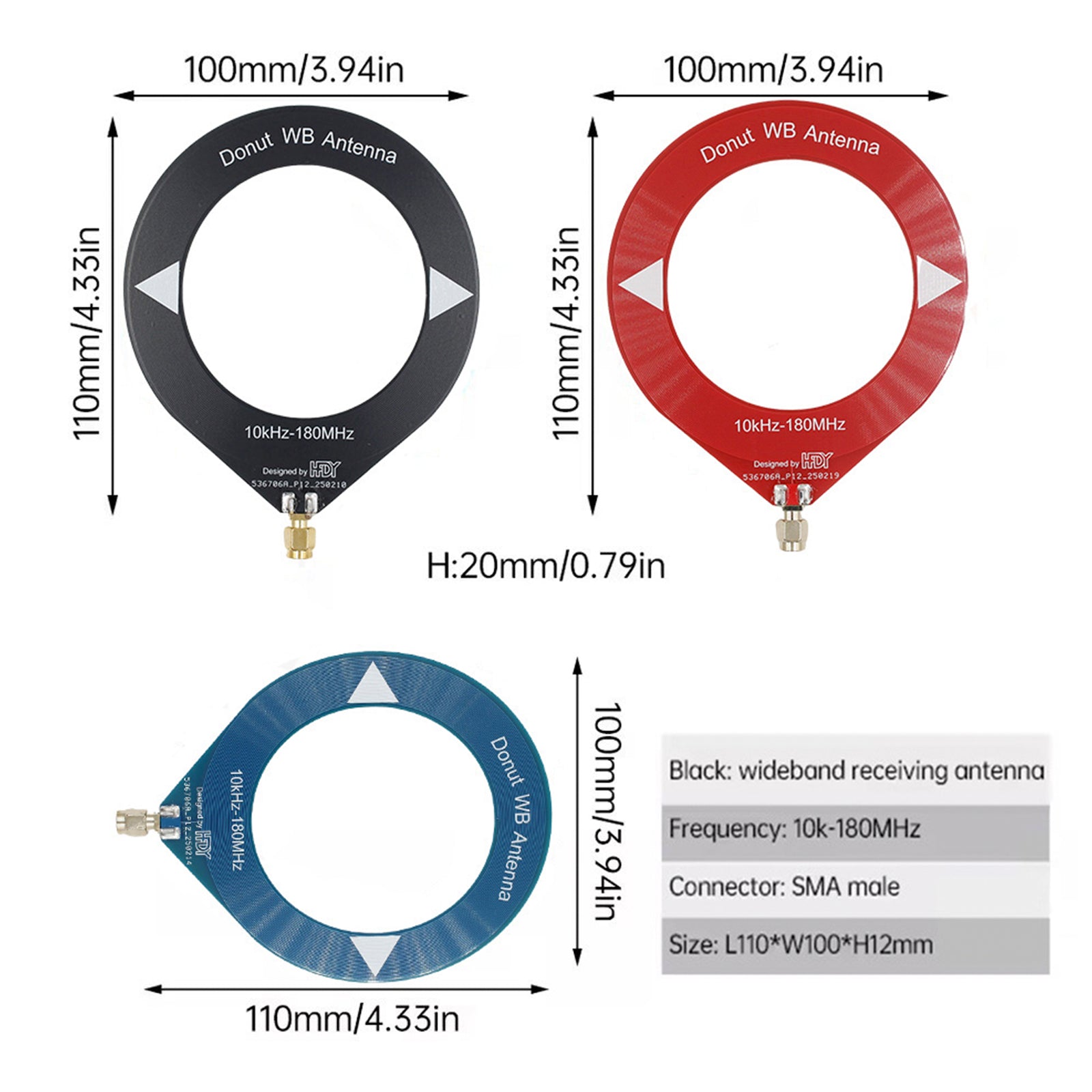 10kHz-180MHz Full-Band Ring Donut Antenna Shortwave/Medium Wave SDR Reception
