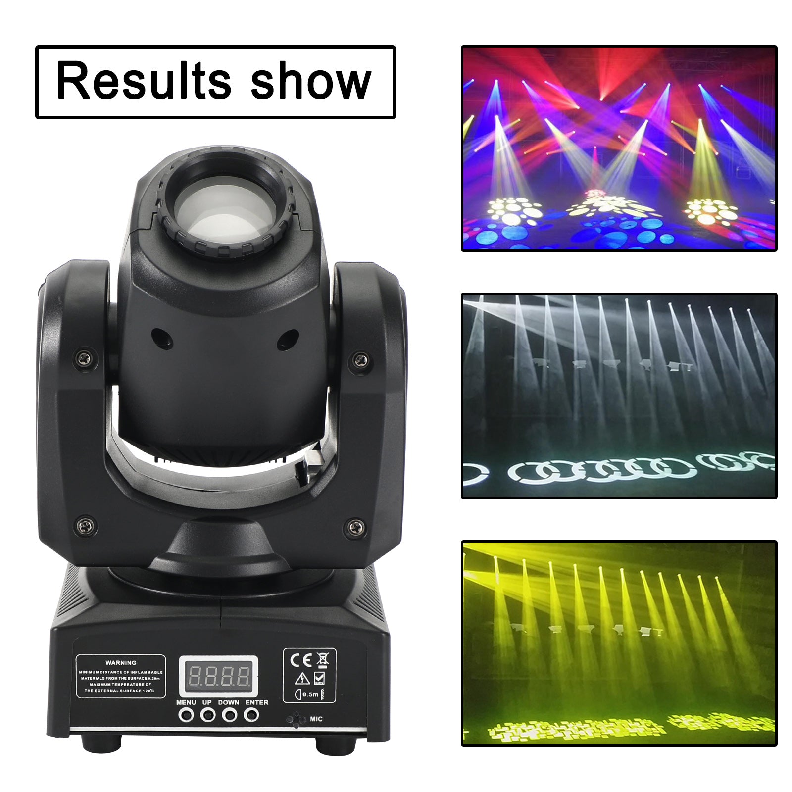 Mini Moving Head Stage Light with 8 Gobo Patterns, RGBW LED Beam, DMX & Sound Activated for DJ Party Lighting