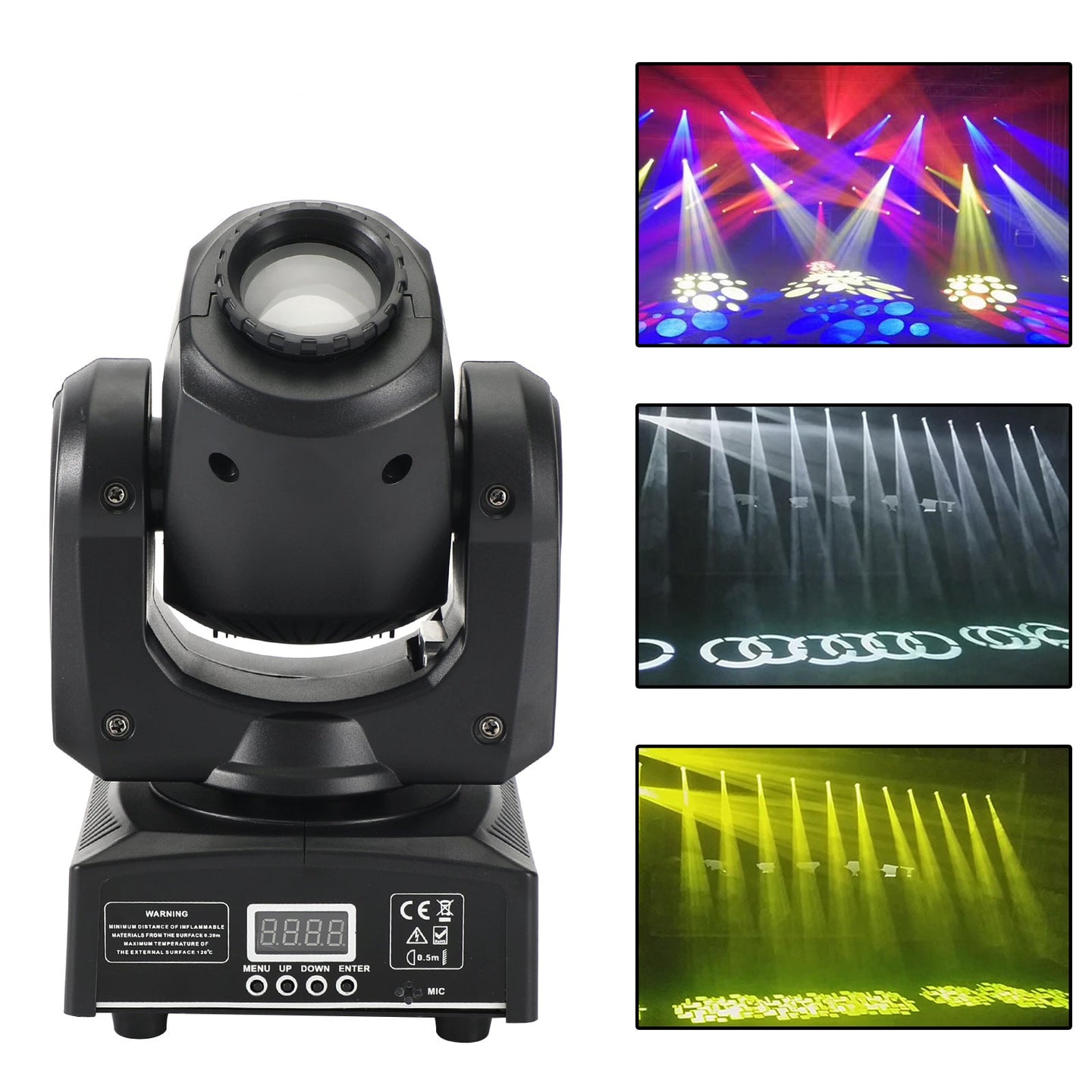 Moving Head Stage Light – RGBW LED Beam with 8 Gobo Effects DMX DJ Disco Party Lighting