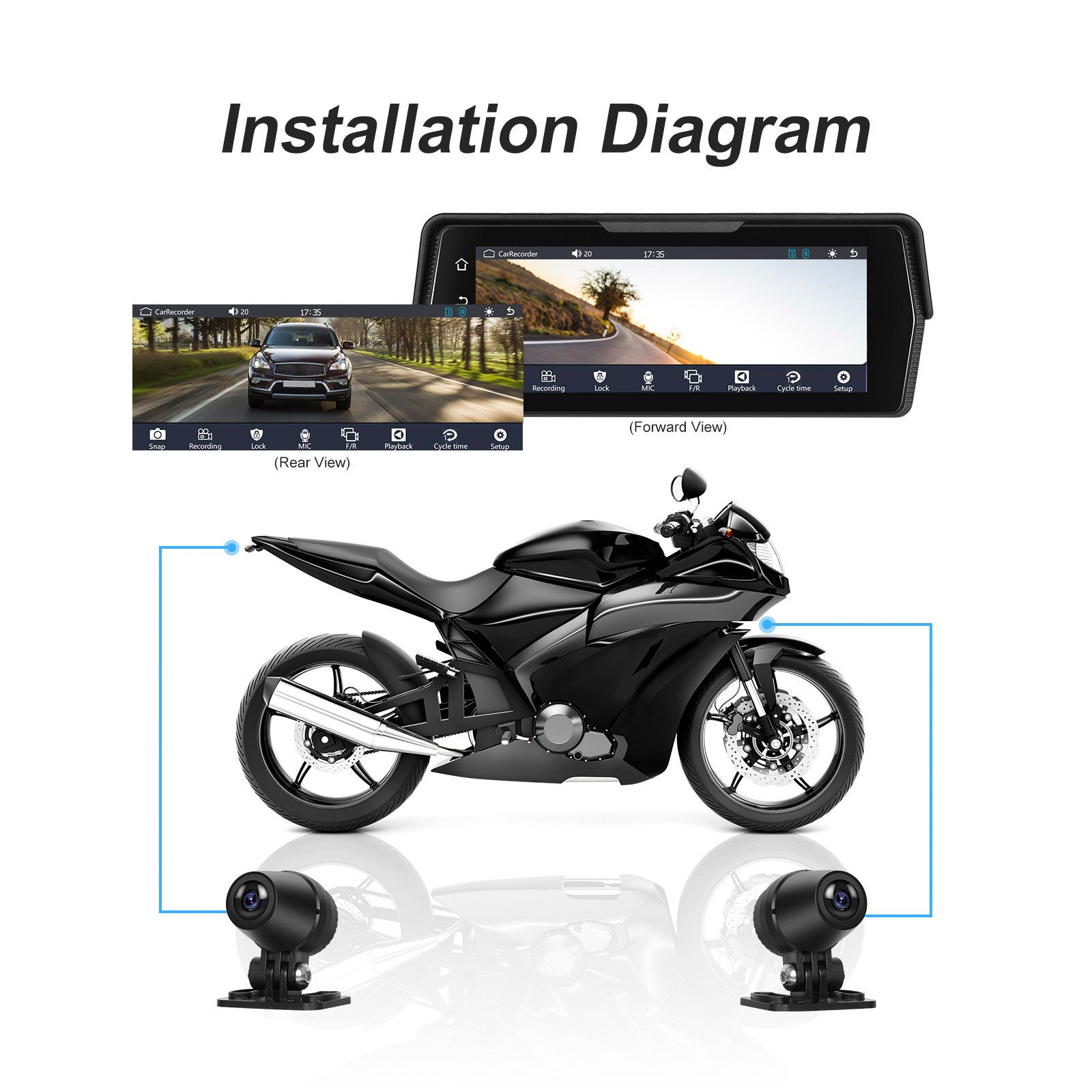 6.86-inch PND Supports Dual Recording Wireless CarPlay Android for Motorcycles