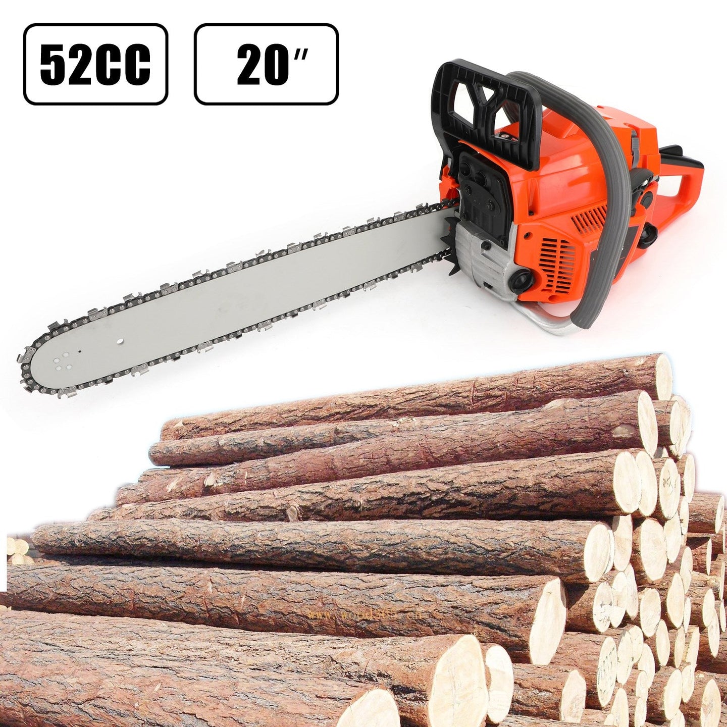 20" Gasoline Chainsaw a€?Engine 2 Cycl 52 Cc, 2 KW- Sawing Cutting Pruning and Trimming Wood