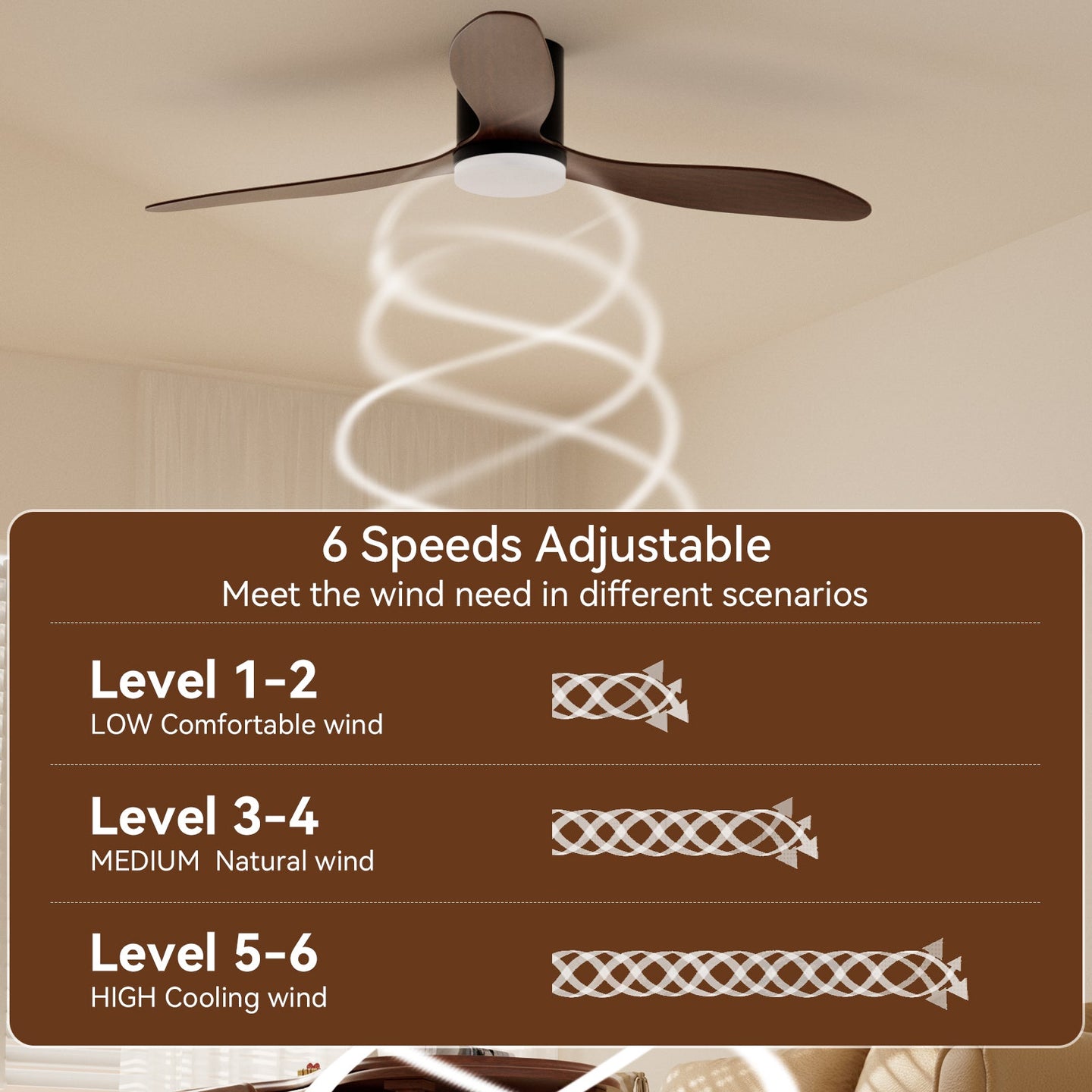 52inch 3 Blade LED Indoor Ceiling Fan with Remote Control