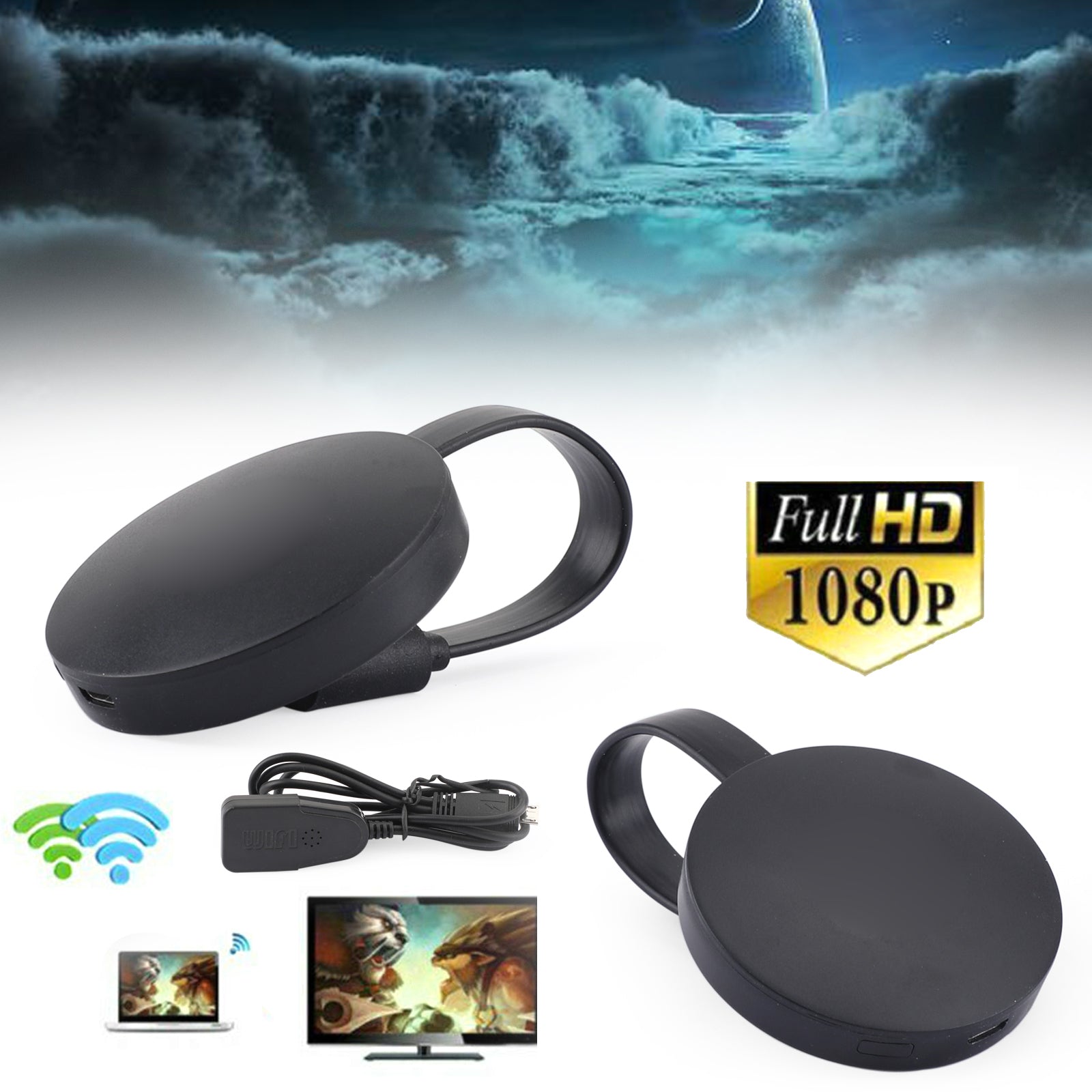 G2 1080P Wireless HDMI Display Dongle, Supports Airplay, Miracast & DLNA for Screen Mirroring