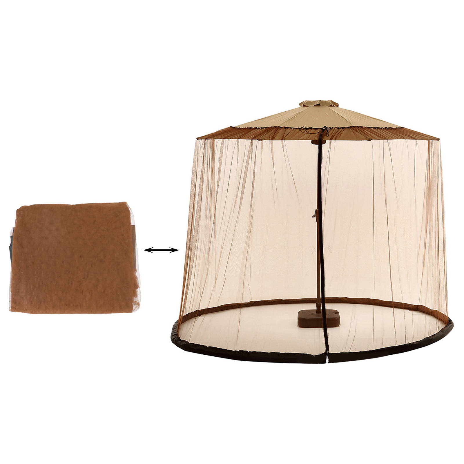 Patio Umbrella Bug Screen W/Zipper Door and Polyester Netting Mosquito Screen