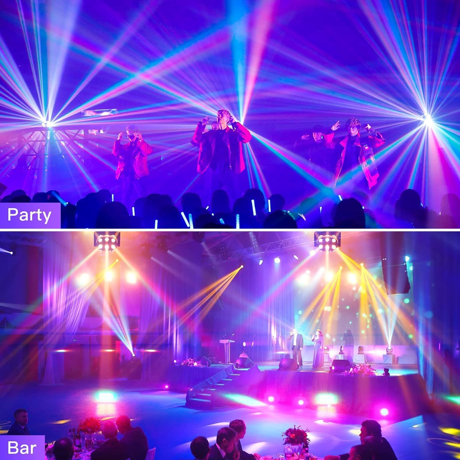 Moving Head Beam Light 180W Moving Head Light RGBW 360?¡ãRotation DJ Lights DMX 512 with Sound Activated