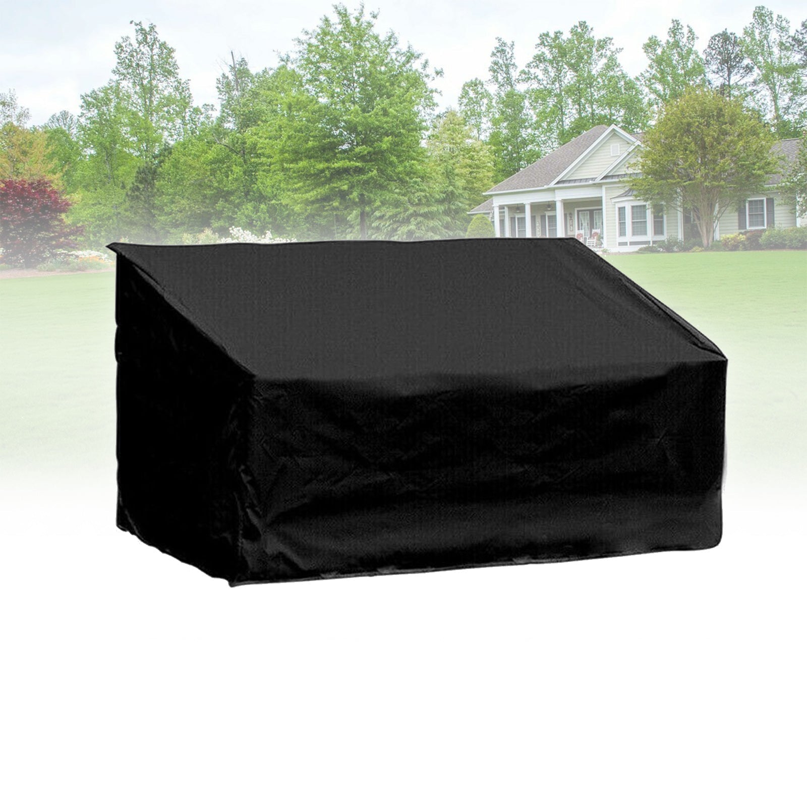 Black Waterproof Heavy Duty Garden Couch Outdoor 2/3/4 Seater Bench Seat Cover, 2Seats 134x66x89cm