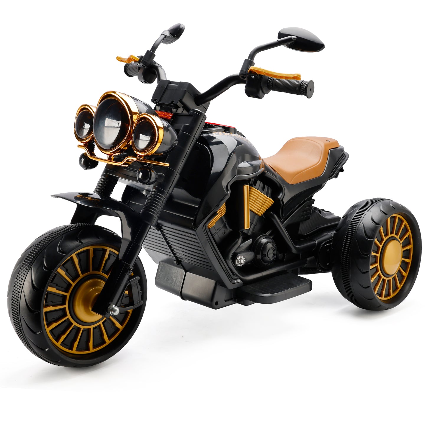 3-Wheel Kids Ride-On Motorcycle, Electric Dual-Drive w/ LED Lights (Black), Ages 1–8 (Copy)