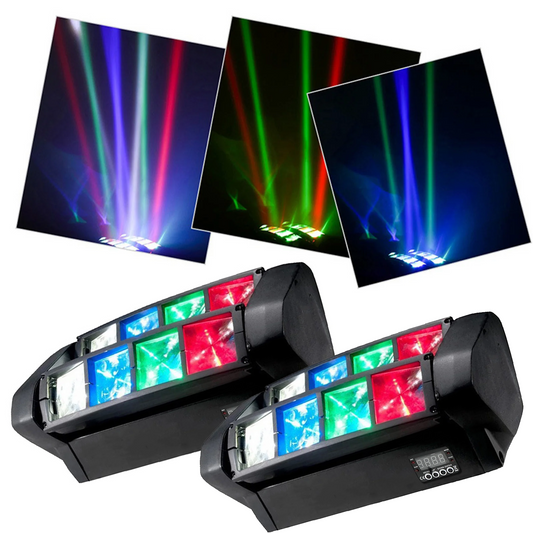 2Pcs 80W 8LED RGBW Spider Moving Head Stage Lighting Beam DMX Party DJ Lighting (Copy)