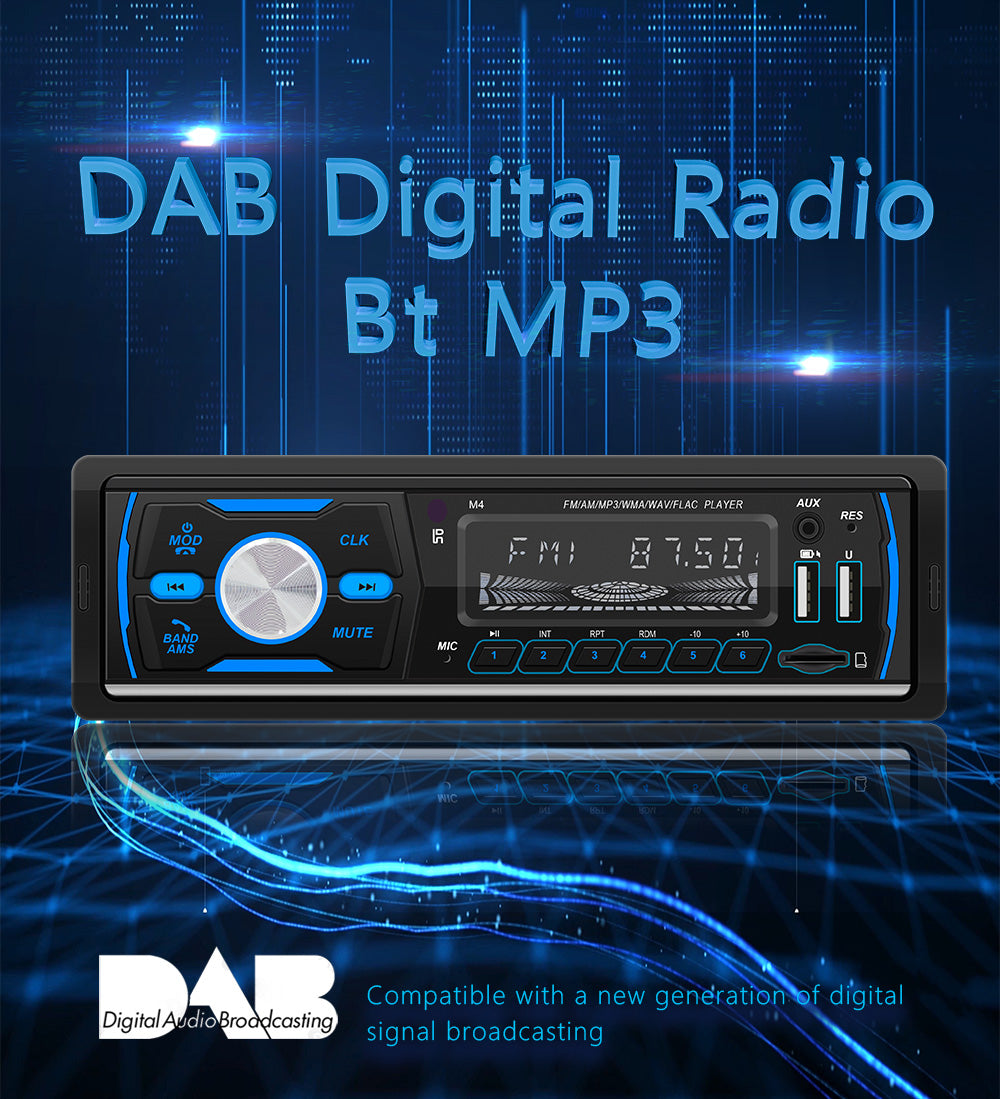 M4 Bluetooth Autoradio 1 Din Car Radio Stereo MP3 Player USB AUX FM AM RDS DAB+