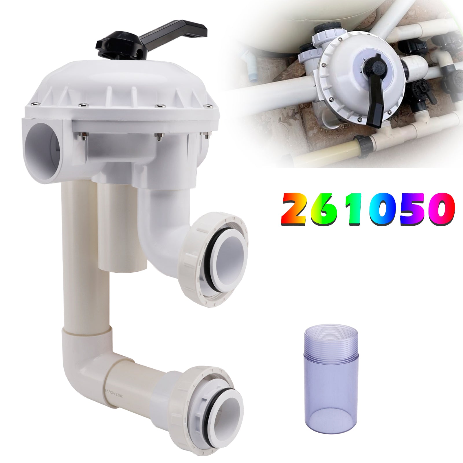 261050 Hi-Flow D.E. Filter 2in Slip Port Multiport Valve  for Pentair Pac Fab