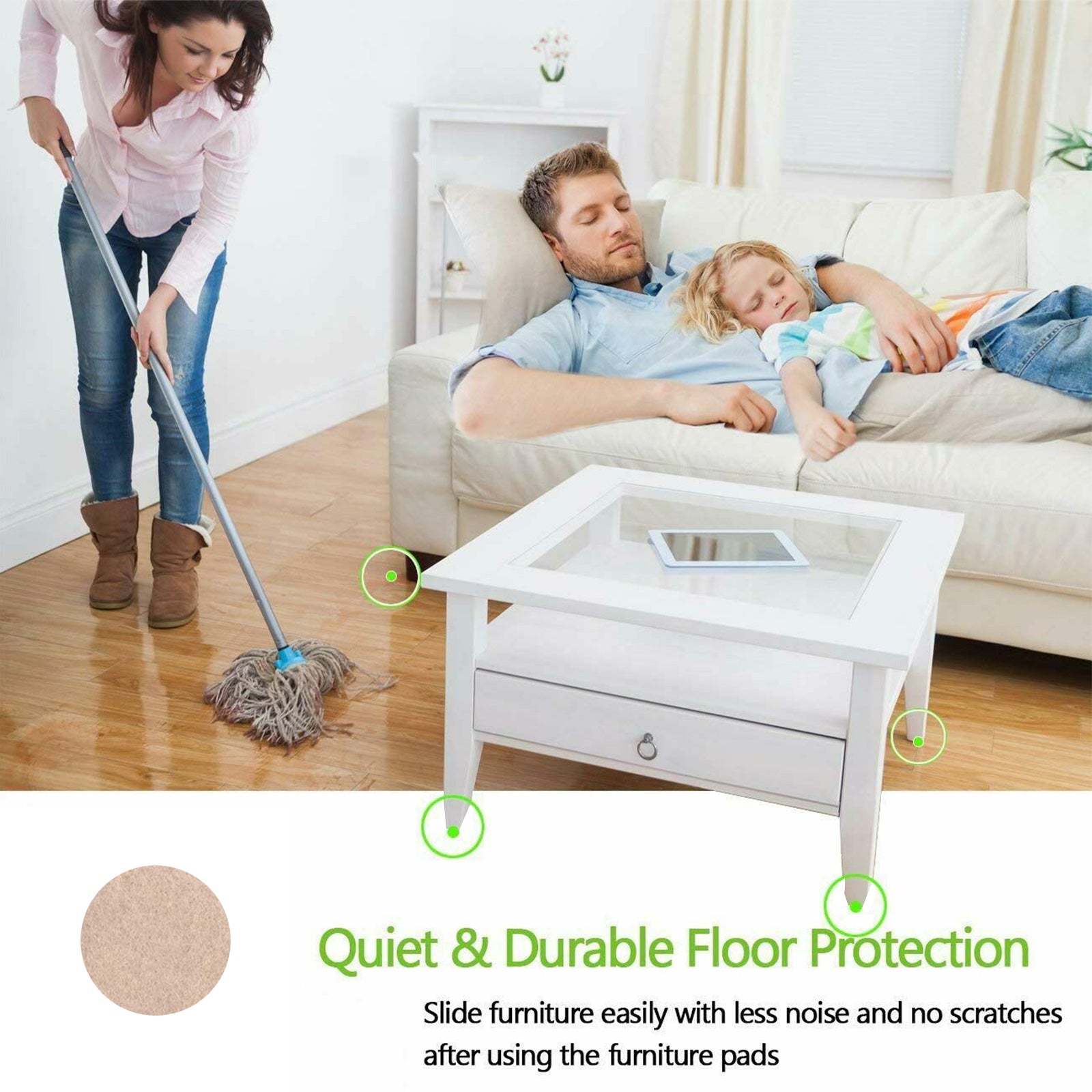 Furniture Table Chair Leg Non-Slip Self-Adhesive Floor Protector EVA Sticky Pads, 15mm / 25pads