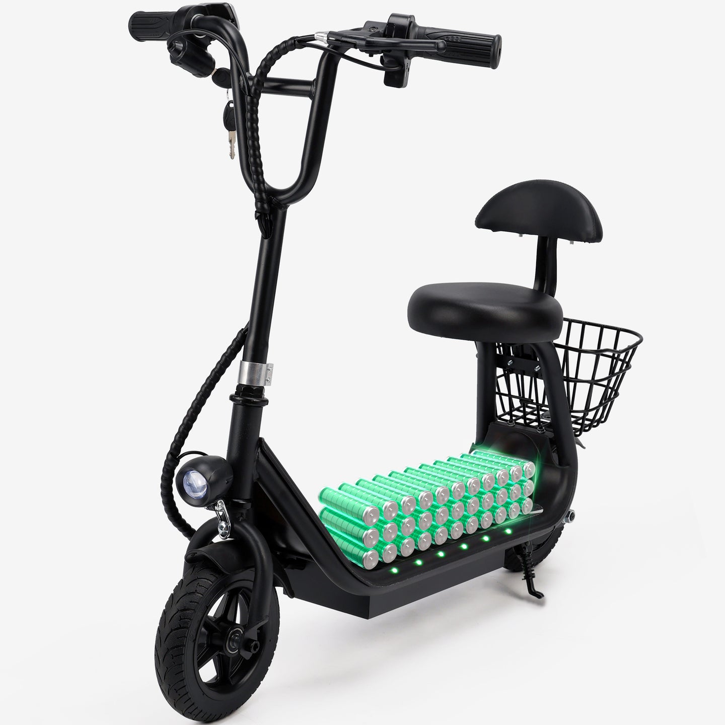 Electric Scooter with Seat for Kids Electric Scooter for Kids Ages 4-10 12.43-Mile Range Neon Lights 3-Speed Adjustable Up to 11 MPH