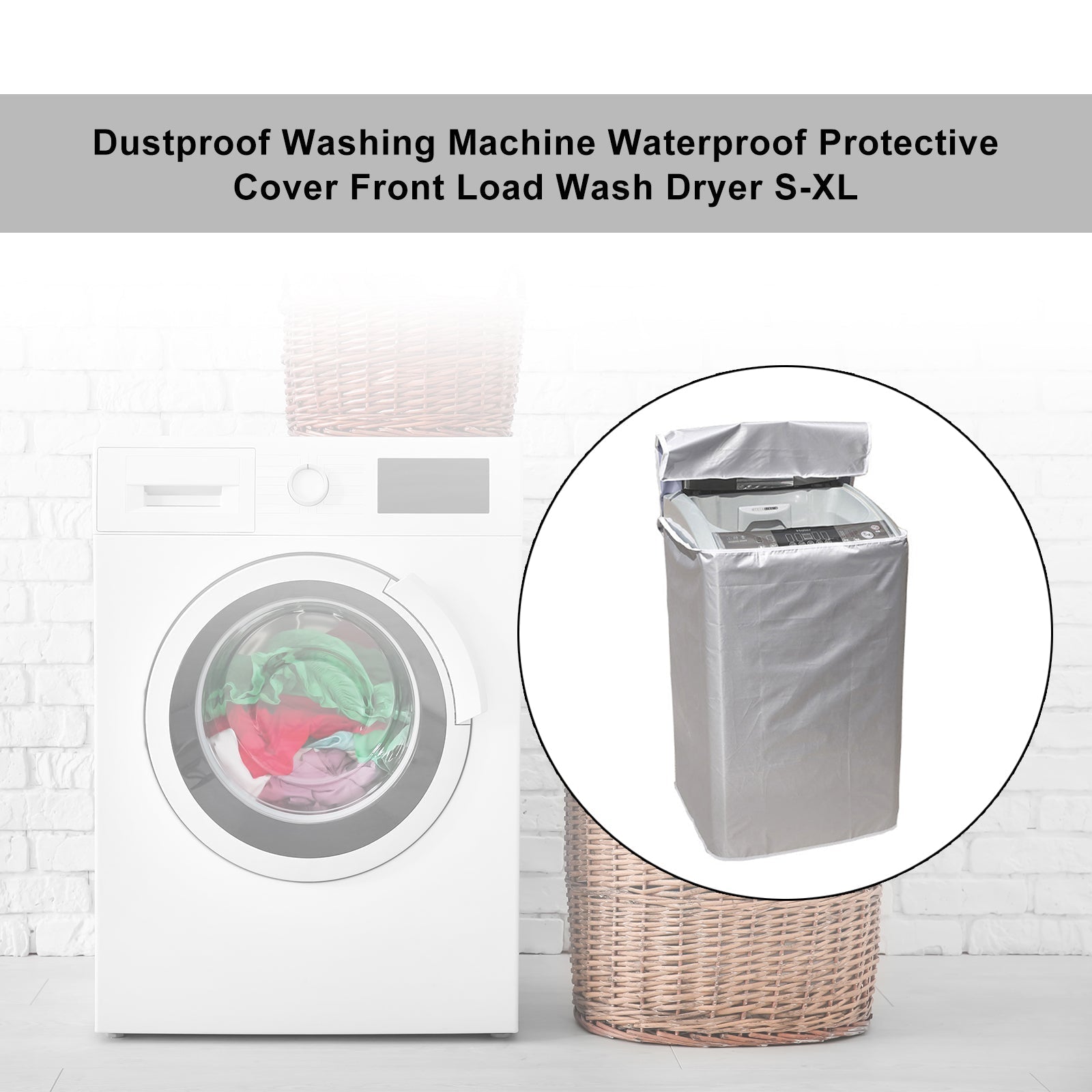 Dustproof Washing Machine Waterproof Protective Cover Front Load Wash Dryer S-XL, L