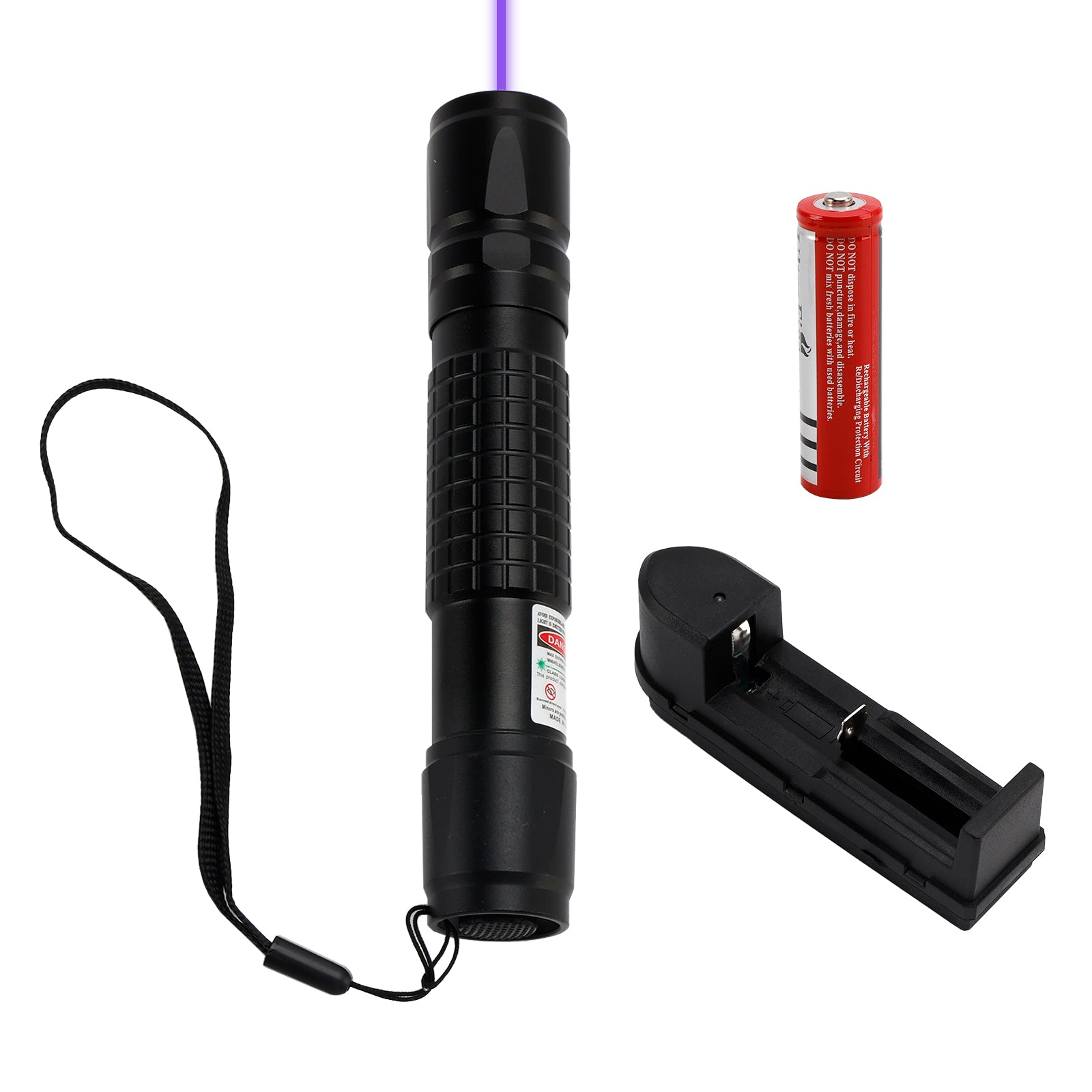 Tactical 5mw 405nm Blue Purple 18650 Laser Pointer Pen Visible Beam Light Lazer