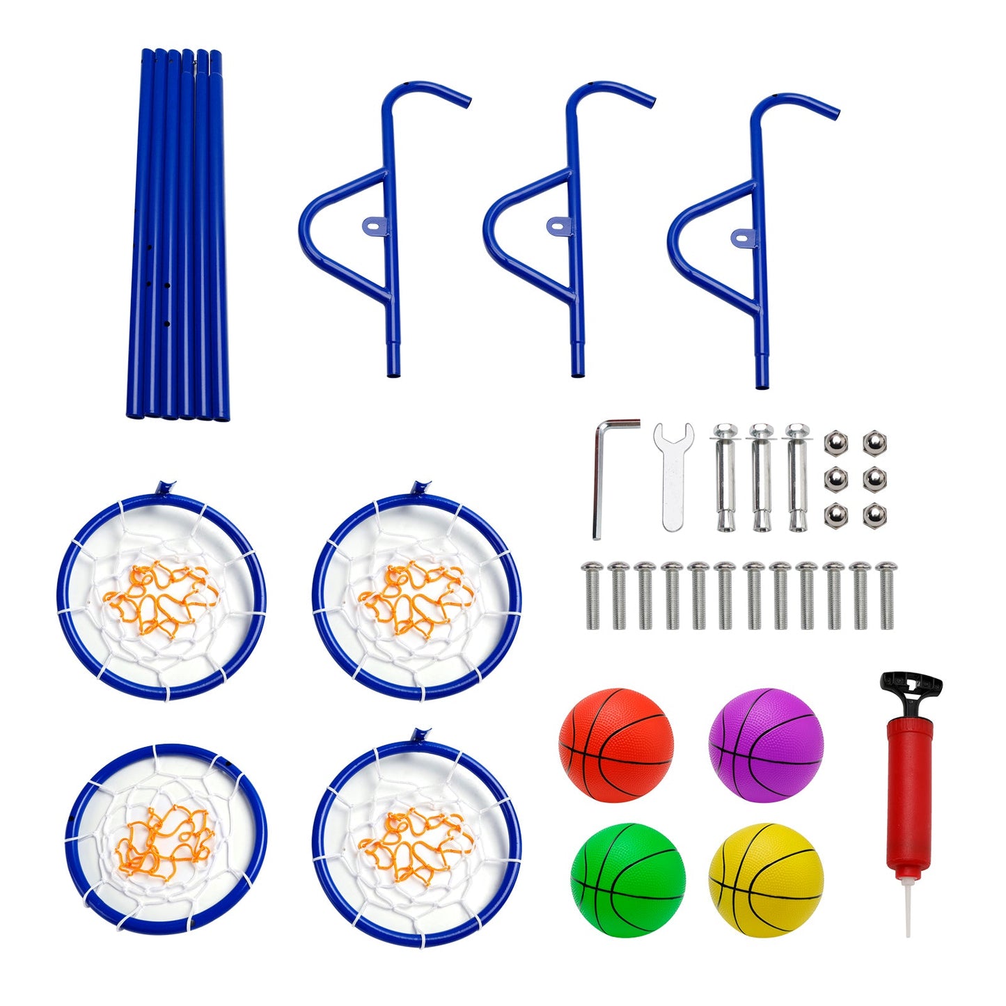 Early Learning 4 Hoop Kid Basketball Hoop Indoor/Outdoor Preschool Hoop Set Blue