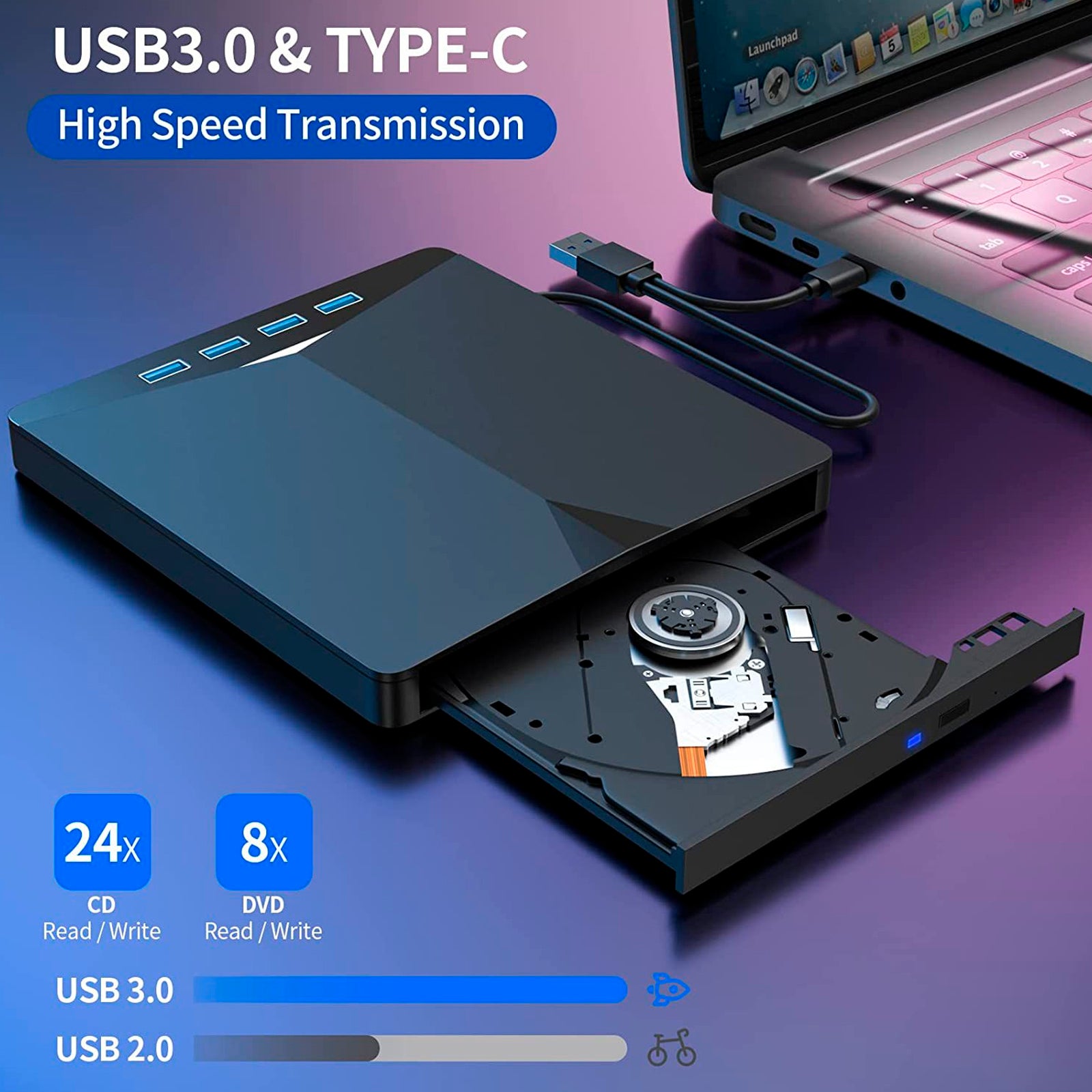 7 IN 1 BD Burner External USB 3.0 Player DVD CD 3D Recorder Drive Movie Player