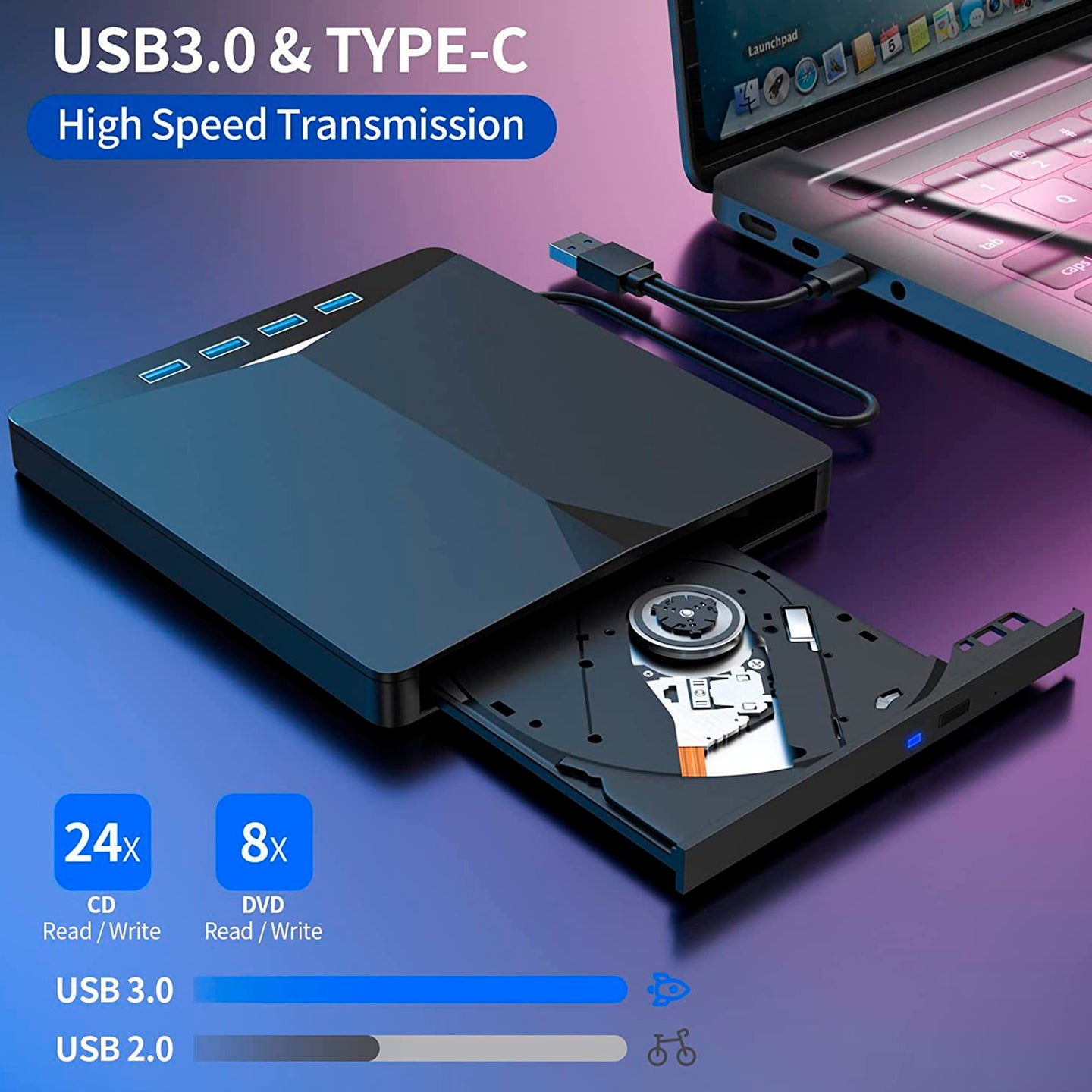 7 IN 1 BD Burner External USB 3.0 Player DVD CD 3D Recorder Drive Movie Player