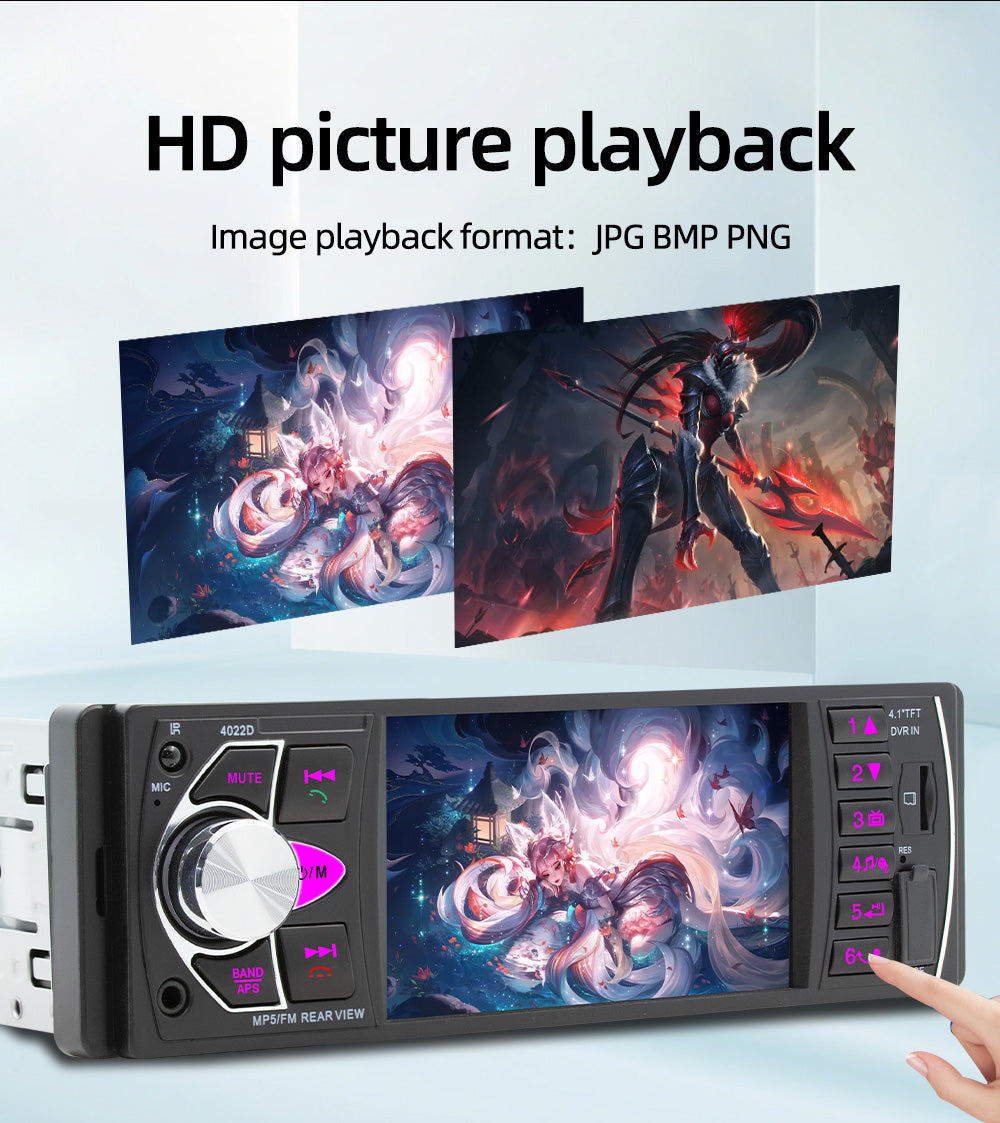 4.1 Inches Car Radio Stereo 1DIN Bluetooth FM USB AUX Audio MP5 Player + Camera