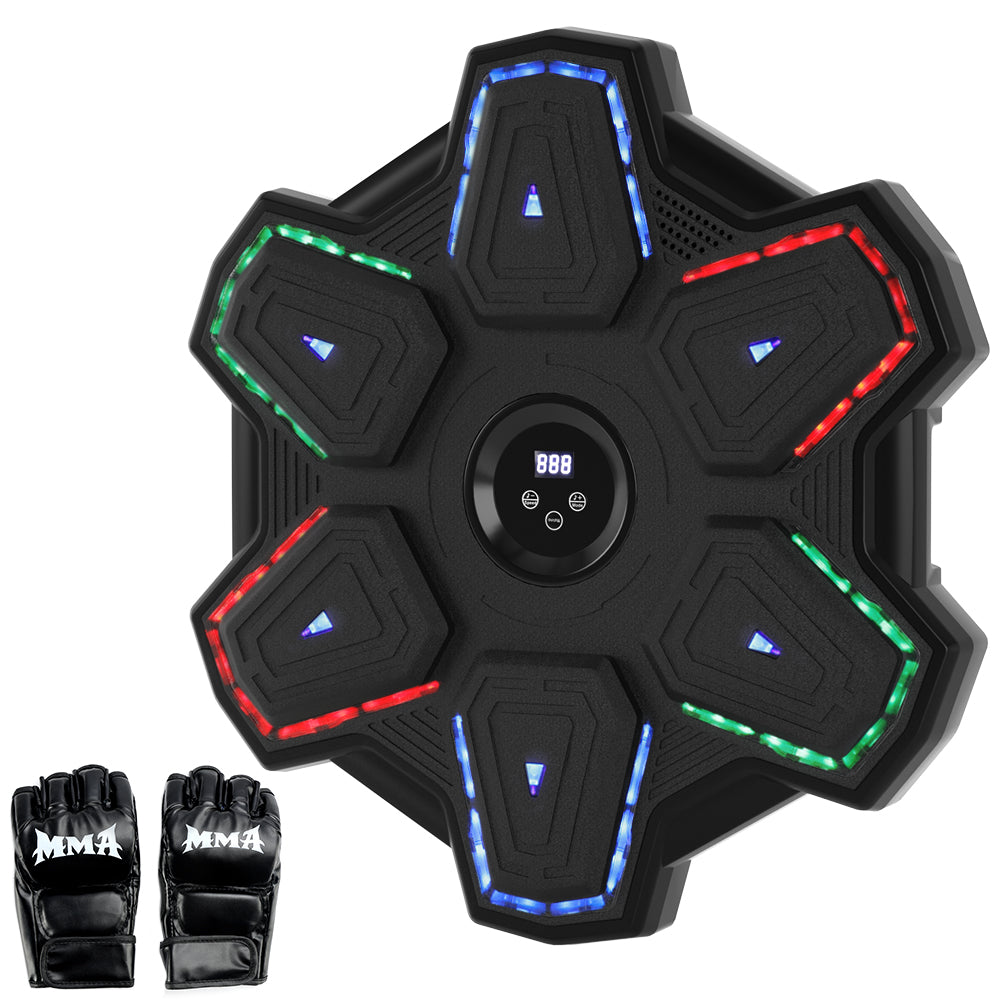 Colorful LED Music Punching Machine with Gloves – Bluetooth Boxing Trainer Wall-Mounted for Adults Perfect for Home & Office Workouts