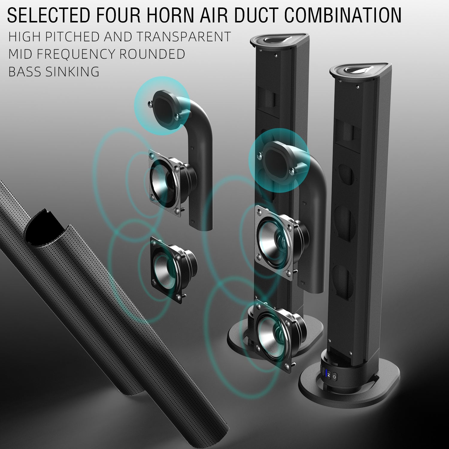 40cm Bluetooth Sound Bar System – Wireless Detachable Subwoofer & 2 Speaker Surround Audio