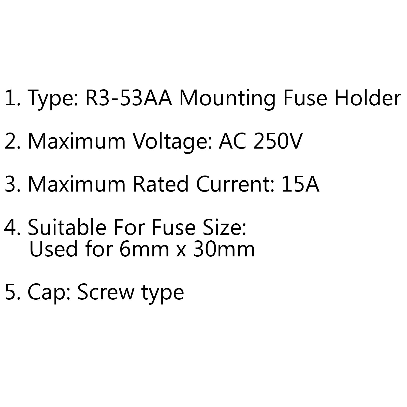 4PCS SCI R3-53AA Panel Mount Chassis Fuse Holder For 6x30mm Glass Fuses 15A 250V