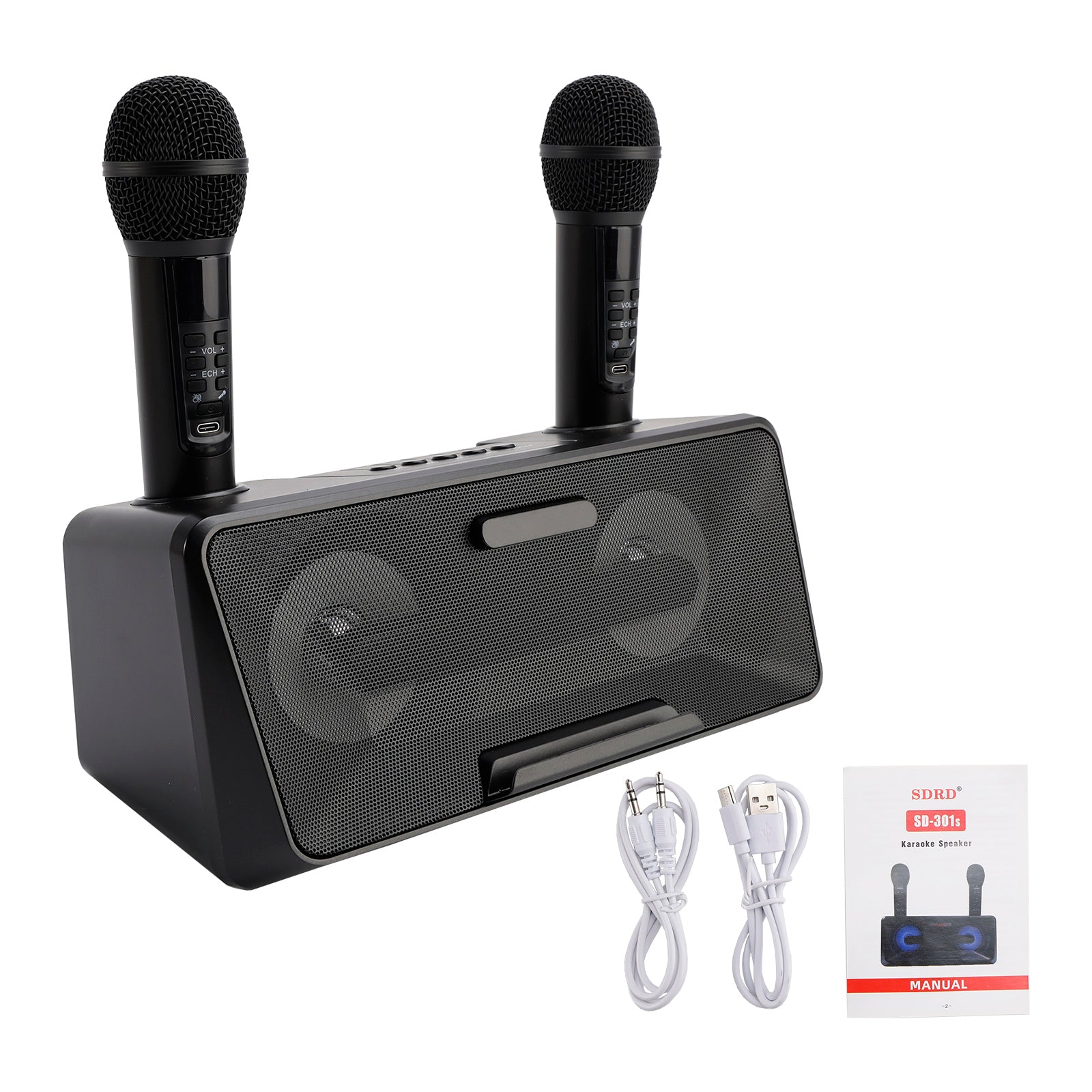 Wireless Bluetooth Speaker – All-in-One Portable Karaoke System with Dual Microphones for Outdoor Use