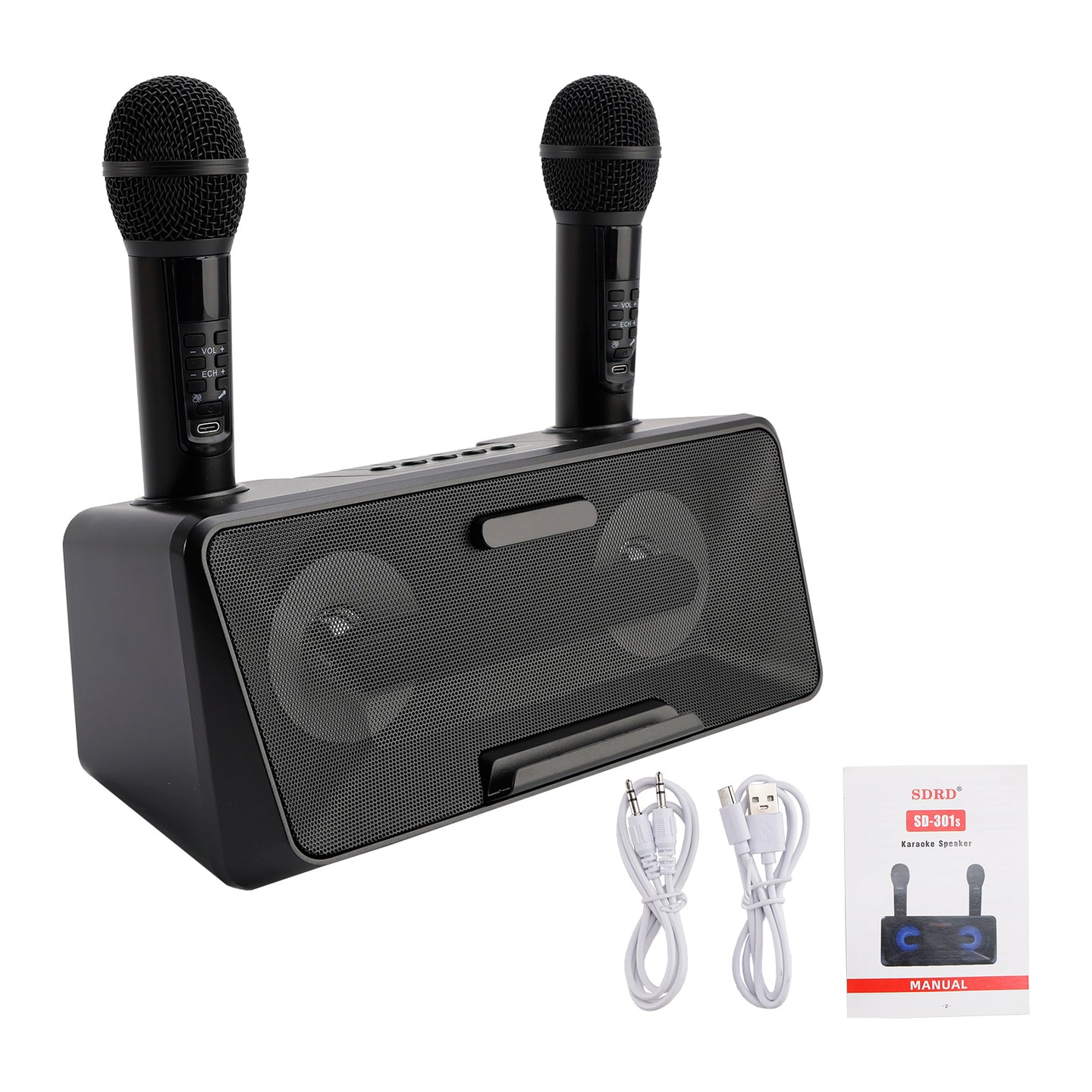 Wireless Bluetooth Speaker – All-in-One Portable Karaoke System with Dual Microphones for Outdoor Use