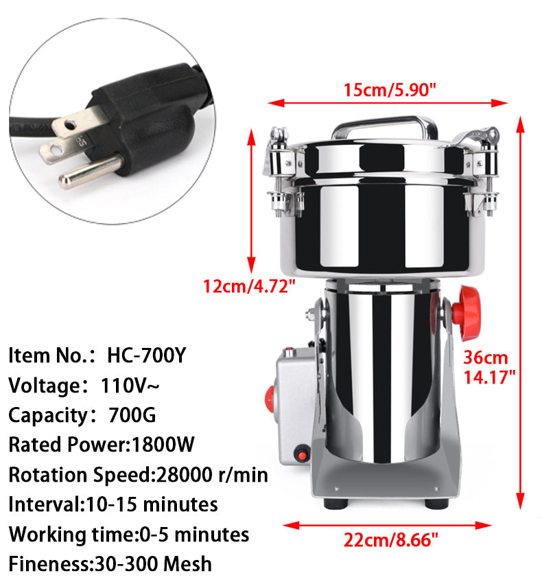 700g 2400w Electric Grain Mill Grinder for Flour Wheat Grind Coffee Beans High Speed