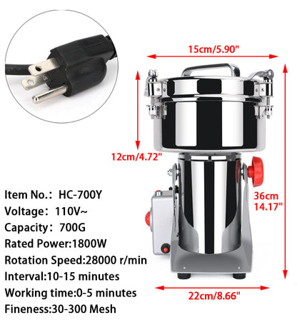 700g 2400w Electric Grain Mill Grinder for Flour Wheat Grind Coffee Beans High Speed