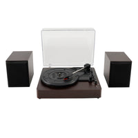 Retro 3-Speed Bluetooth Turntable with 2 Matching Stereo Speakers, Vintage Vinyl Record Player System for Home Audio