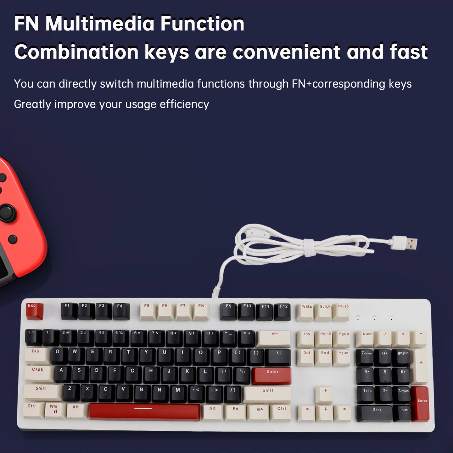104Key Wired Mechanical Linear Switch Gaming Keyboard With Blue Switch RGB Light