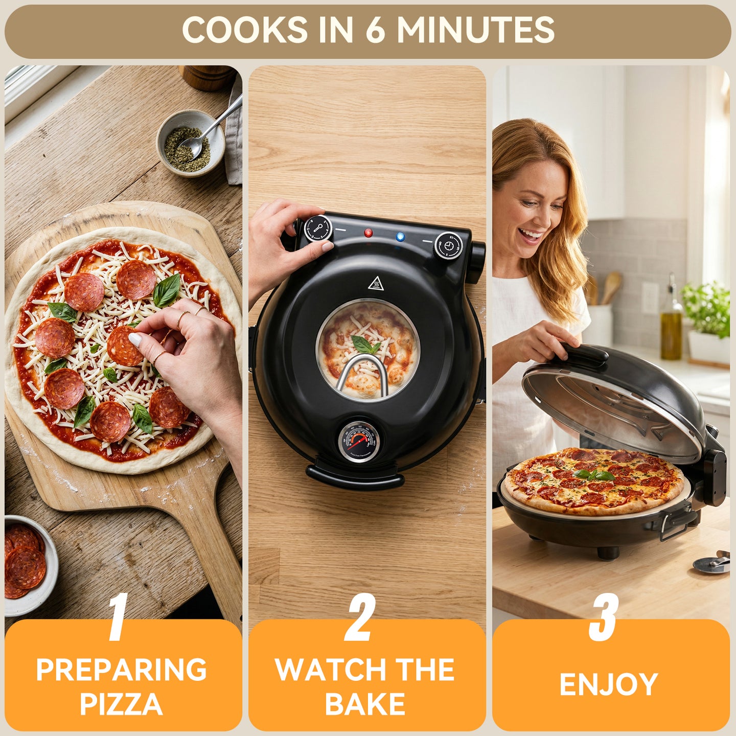 Electric Pizza Maker–12 Inch Electric Pizza Oven Indoor Countertop Maker with Ceramic Stone Heats up to 800˚F