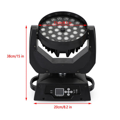 2Pcs 36 x 10W RGBW 4in1 LED Zoom Moving Head 360W Wash Stage Light DMX 15CH (Copy)