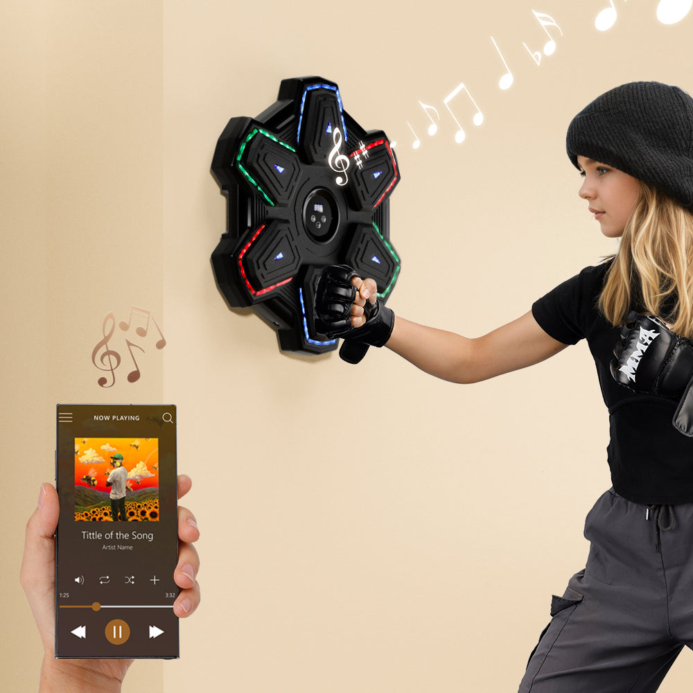 Colorful LED Music Punching Machine with Gloves – Bluetooth Boxing Trainer Wall-Mounted for Adults Perfect for Home & Office Workouts (Copy)