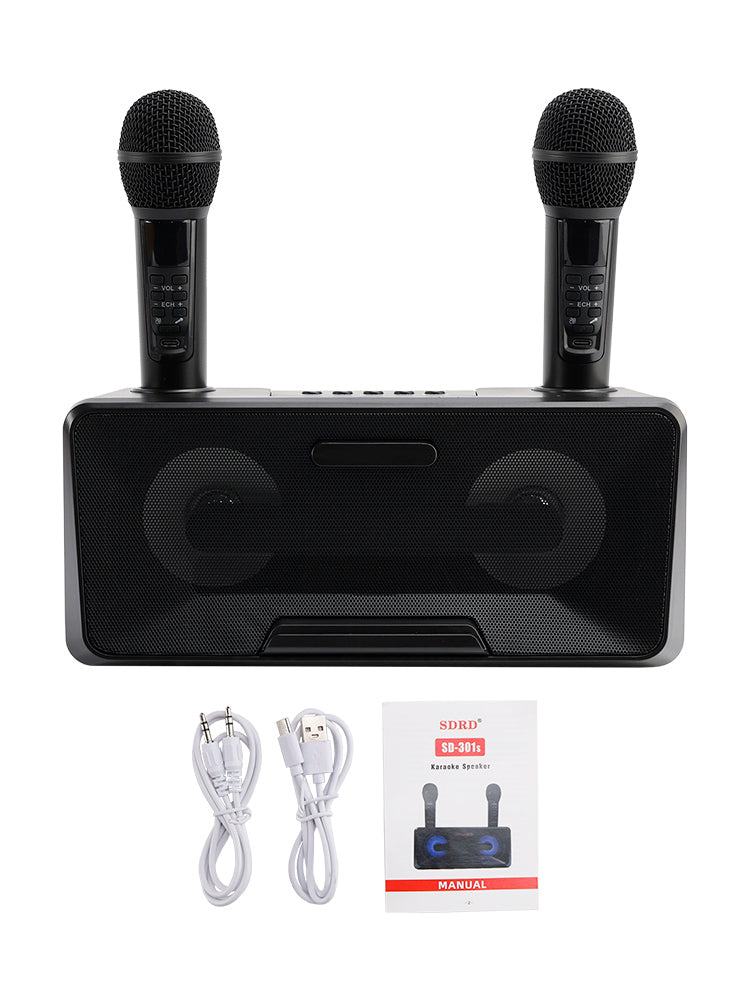 Wireless Bluetooth Speaker – All-in-One Portable Karaoke System with Dual Microphones for Outdoor Use